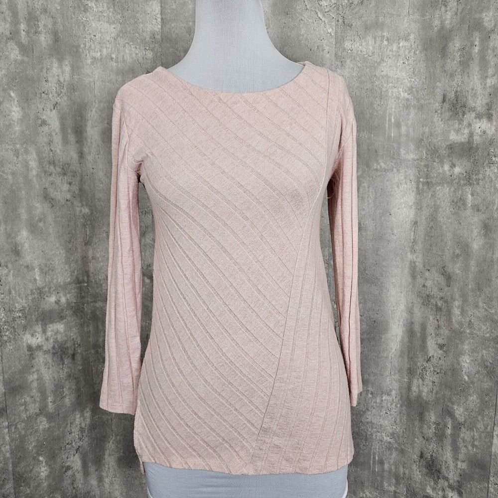 Anthropologie Maeve Womens M Pale Pink Devine Knit Tunic Top Shirttail Hem Soft
